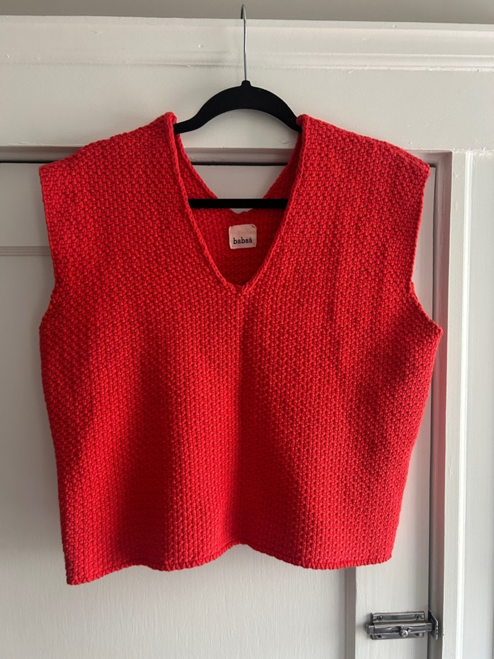 Babaa Bright Red Chunky Knit V-Neck Sweater Vest
